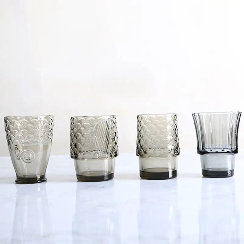 Beautiful Koi Fish Stackable Glass Cup Set - 4-Piece Drinking Glasses for Tea, Coffee & Juice - Perfect for Home, Office & Gifts