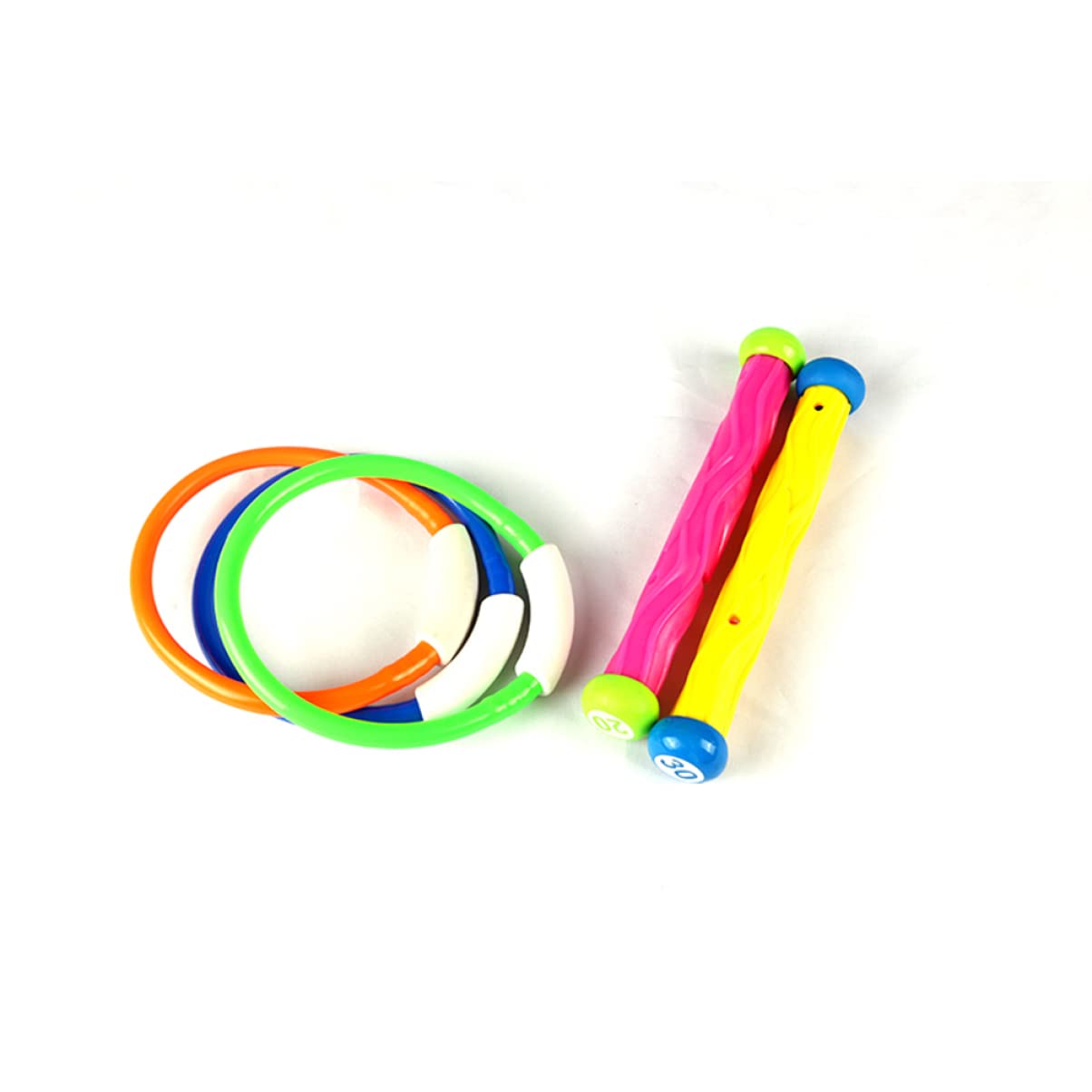 Toyvian 5PCS Diving Pool Toys Set - Colorful Swimming Dive Rings & Sticks for Kids, Fun Underwater Water Games, Outdoor Pool Party Accessories for Summer Fun at Beach or Backyard Swimming Pool