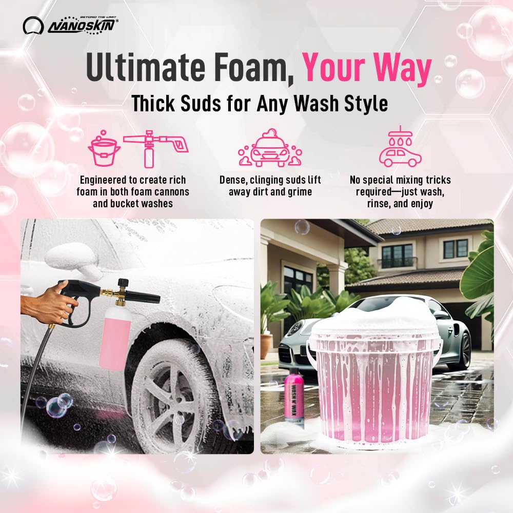 Nanoskin WASH N' WAX with Carnauba 5 Gallon Car Wash Soap - One Step Clean & Shine Formula | Compatible with Foam Cannon, Foam Gun, Bucket Wash & Pressure Washer | Carnauba Wax Protection for Cars, Trucks & SUVs | Perfect for Detailing, Auto Wash & Paint Protection