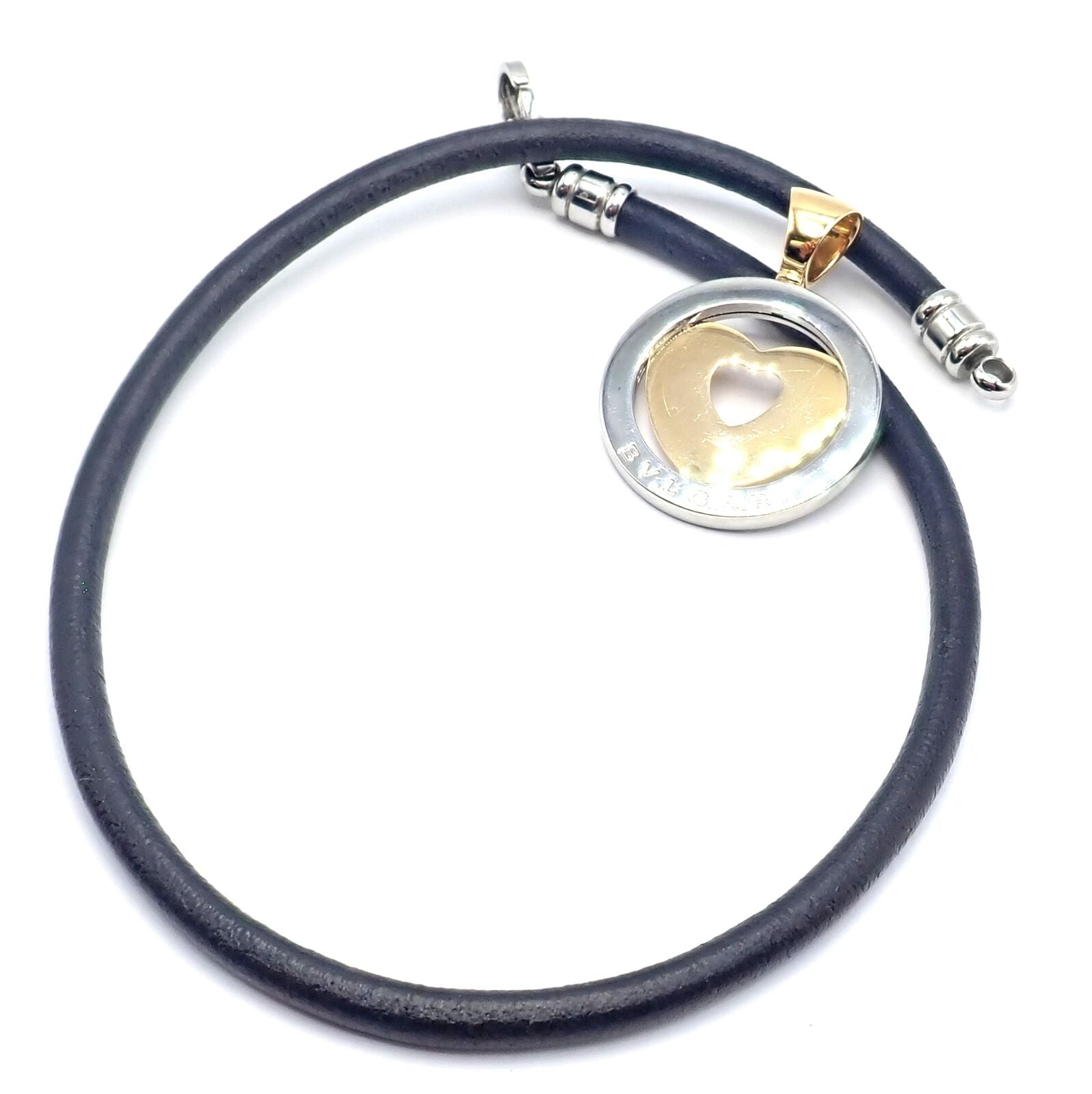 Authentic Bvlgari Bulgari Tondo 18k Yellow Gold & Steel Heart Pendant Necklace for Women - Elegant Jewelry Gift for Anniversary, Valentine's Day & Special Occasions