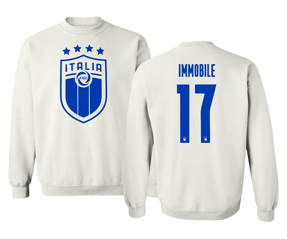 Italy #17 Immobile Soccer Jersey Crewneck Sweater - Official 2020 Style - Perfect for Match Days, Fan Events & Casual Wear