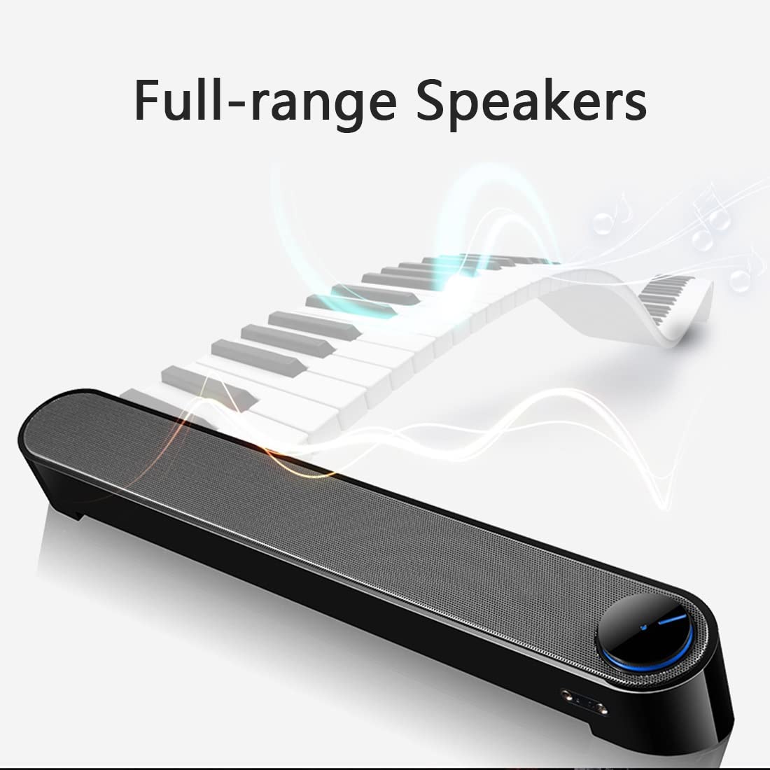 ZCYBHD USB Computer Speaker - Stereo Sound, Enhanced Bass, Portable Mini Sound Bar with Volume Control & 3.5mm Jack for PC, Desktop, Laptop - Black | Perfect for Home Office, Gaming, and Multimedia Use