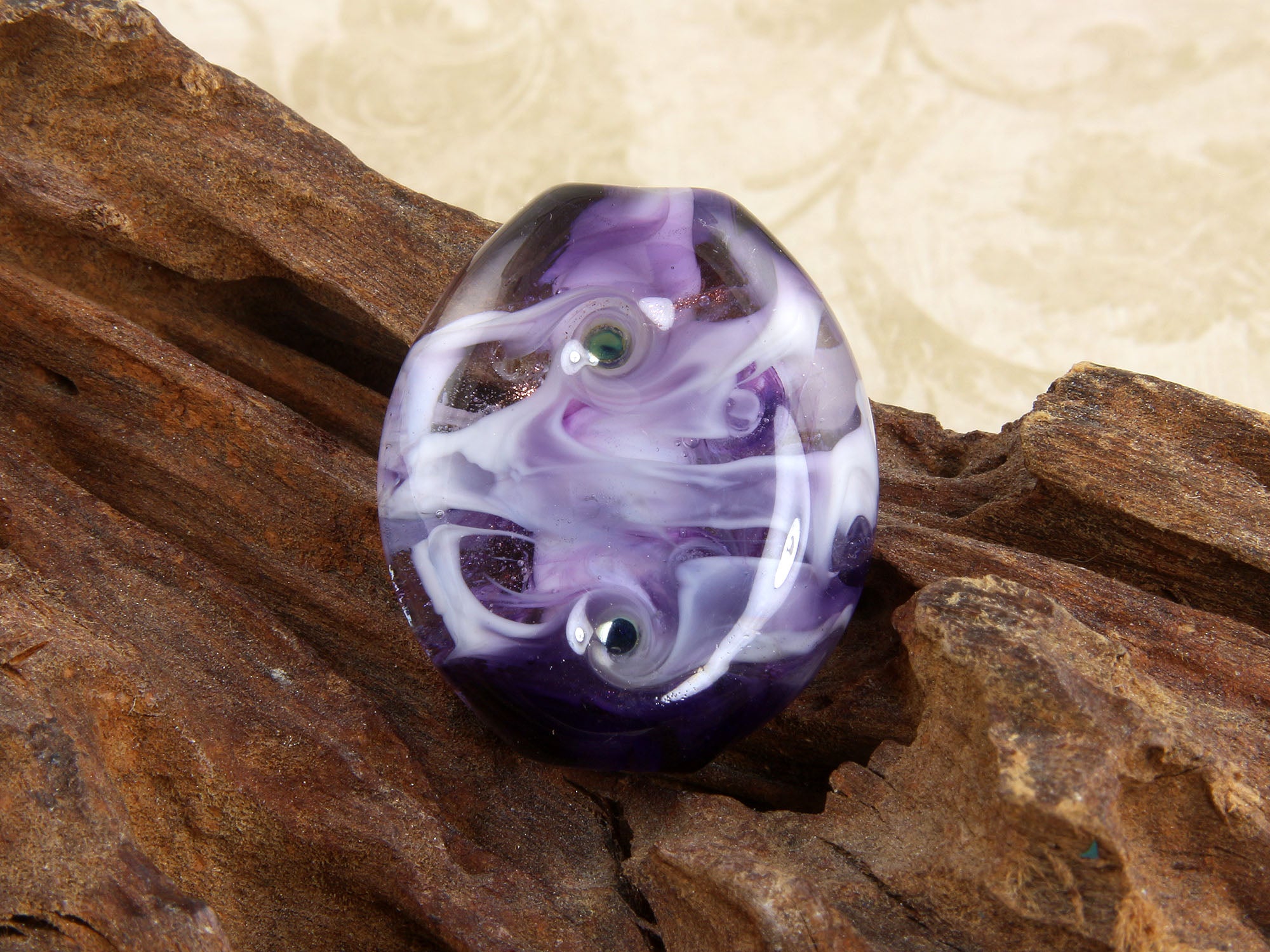 Handmade Purple Swirl Lampwork Glass Focal Bead - Unique SRA Artisan Jewelry Component for Necklaces, Bracelets & DIY Crafting Projects