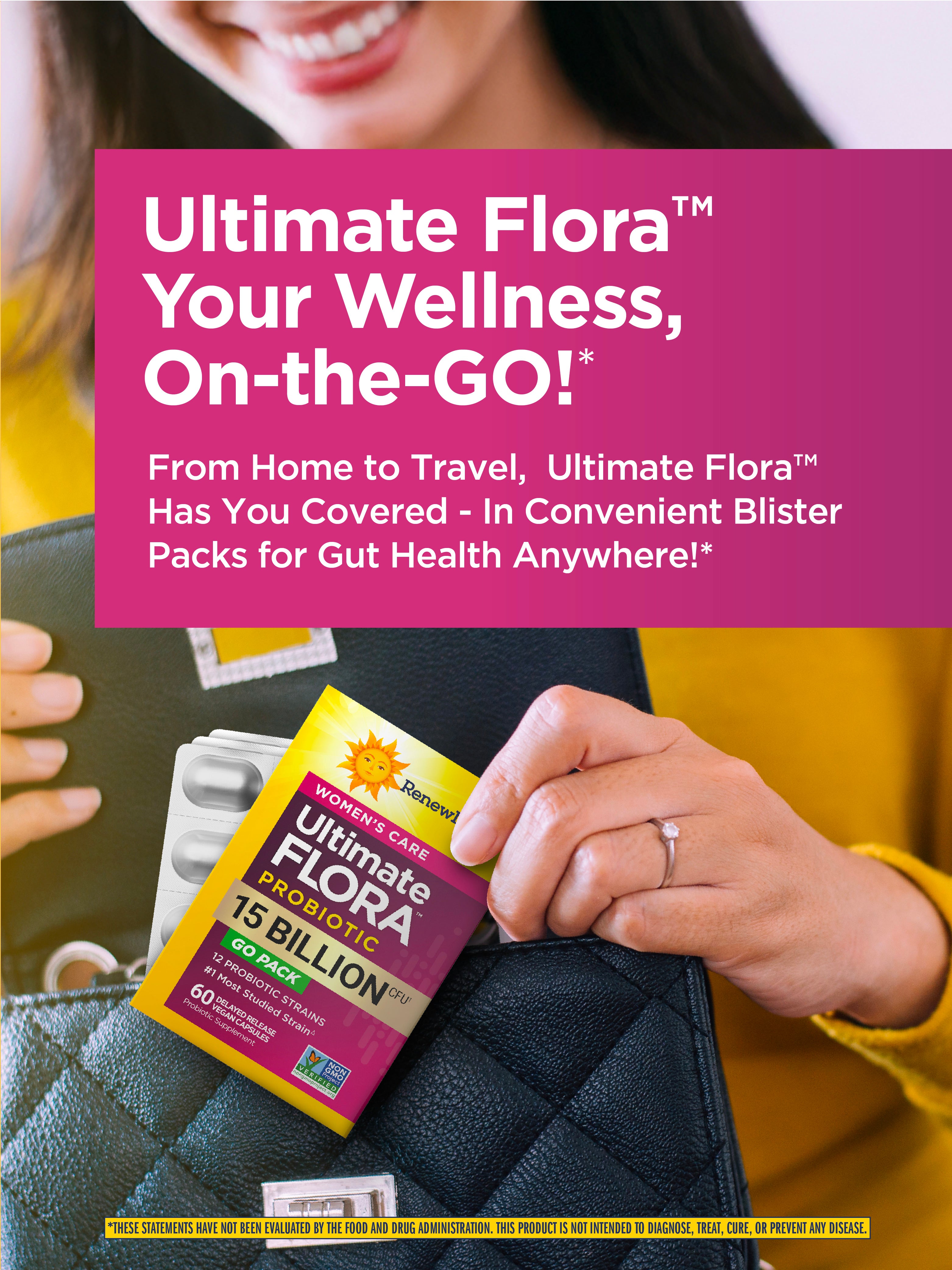 Ultimate Flora Women's Care Probiotic 15 Billion CFU - 60 Delayed Release Vegan Capsules for Digestive & Immune Support - Daily Probiotic Supplement for Women's Health & Wellness