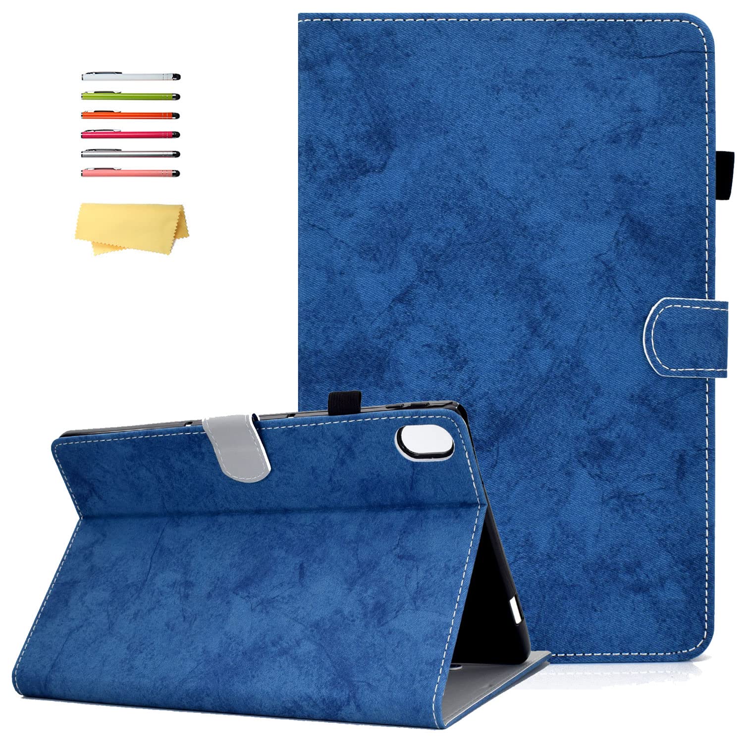 iPad 10th Generation Case 10.9 Inch (2022 Model) - Magnetic Protective Wallet Folio Cover with Pencil Holder, Card Pocket & Stand | Shockproof Soft TPU Back | Blue Marble Design | Perfect for Work, Travel & School Use