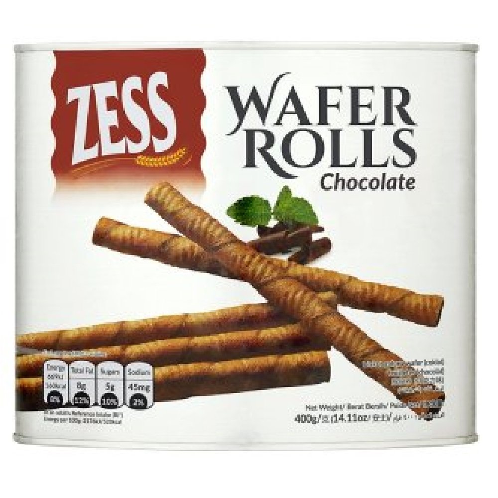 Zess Chocolate Wafer Rolls 12 Pack (400g) - Crispy Chocolate Filled Wafer Sticks for Snacking, Dessert & Party Treats