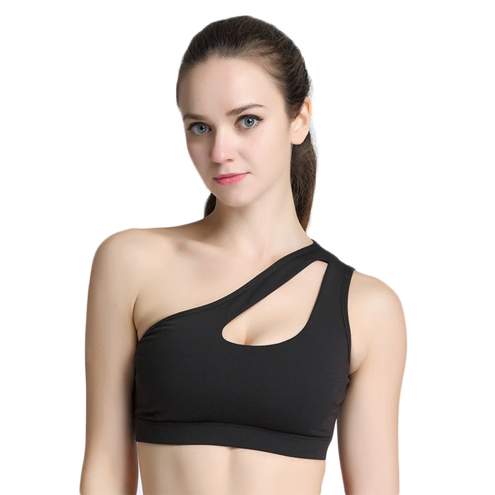 Bakerdani Women's One Shoulder Sports Bra - Sexy & Supportive Workout Top for Yoga, Running & Gym - Breathable & Comfortable Activewear for Fitness & Lounge