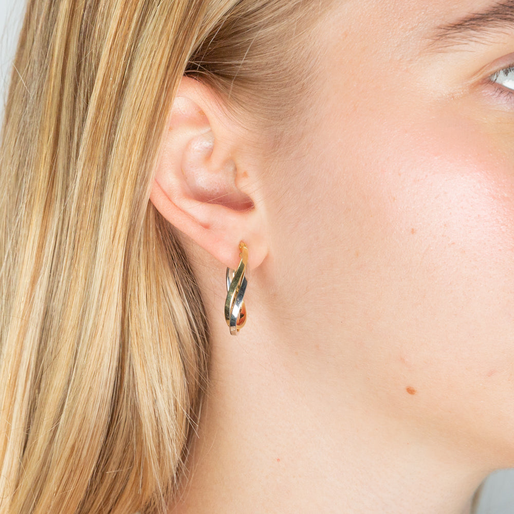 9ct Two Tone Gold Filled Double Tube Hoop Earrings for Women - Classic Dangle Earrings for Everyday Wear, Parties & Special Occasions