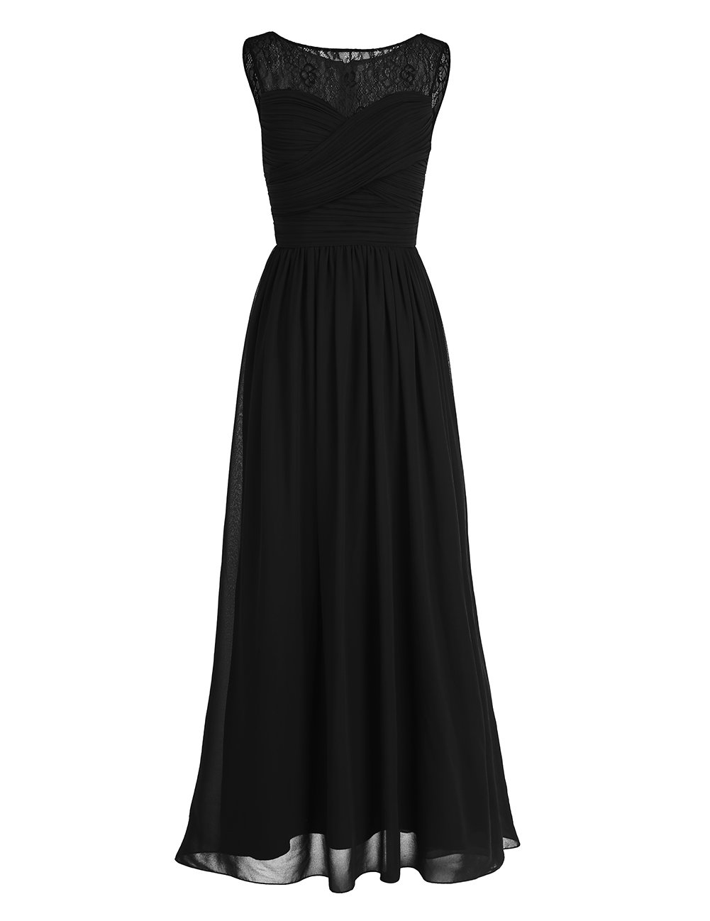 Elegant Sleeveless Lace Chiffon Ruched Empire Bridesmaid Dress - Long Evening Prom Gown for Women - Perfect for Weddings, Parties & Special Occasions