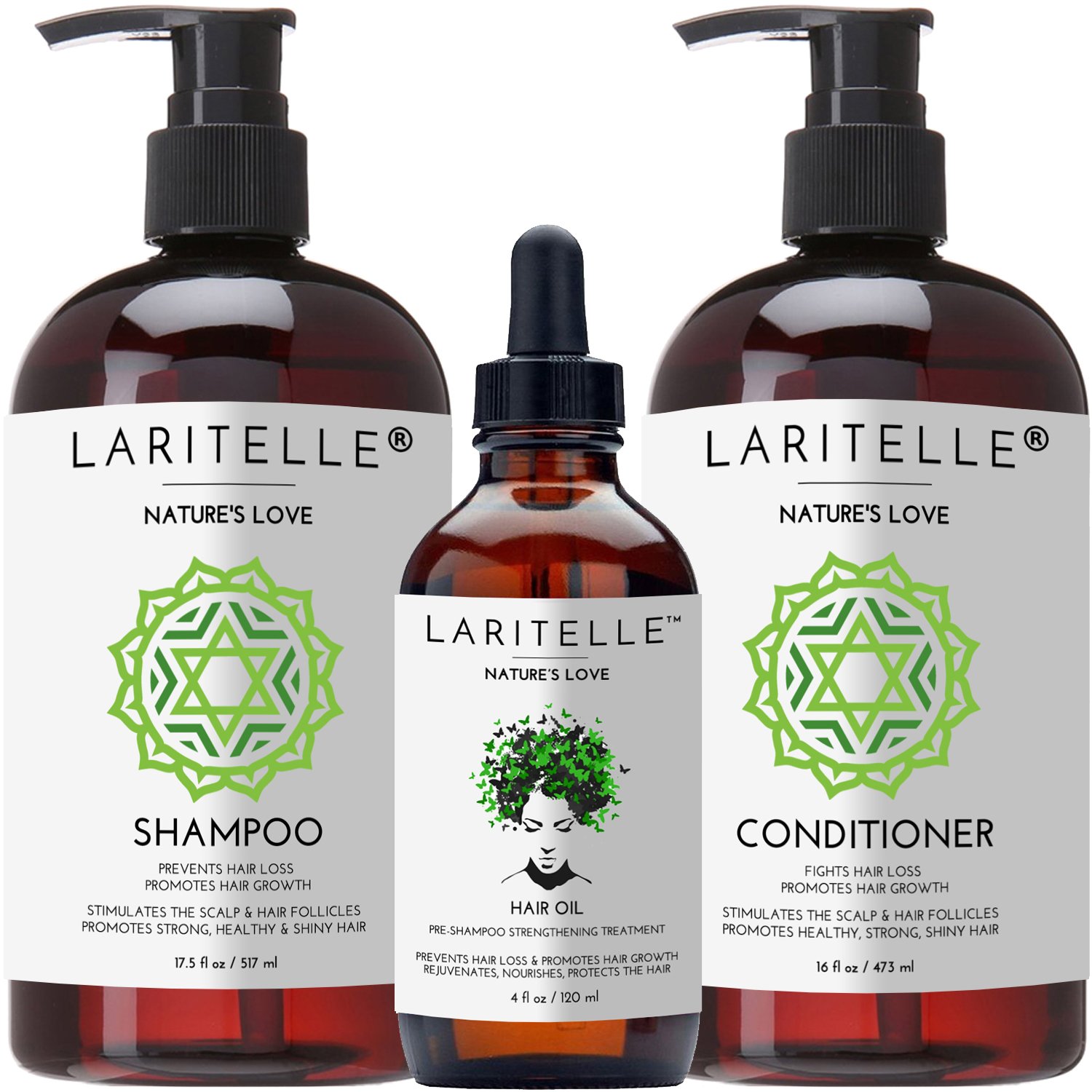 Nature's Love Organic Hair Growth Set - Natural & Vegan Hair Care Kit for Thicker, Longer Hair - Perfect for Daily Use & Scalp Health