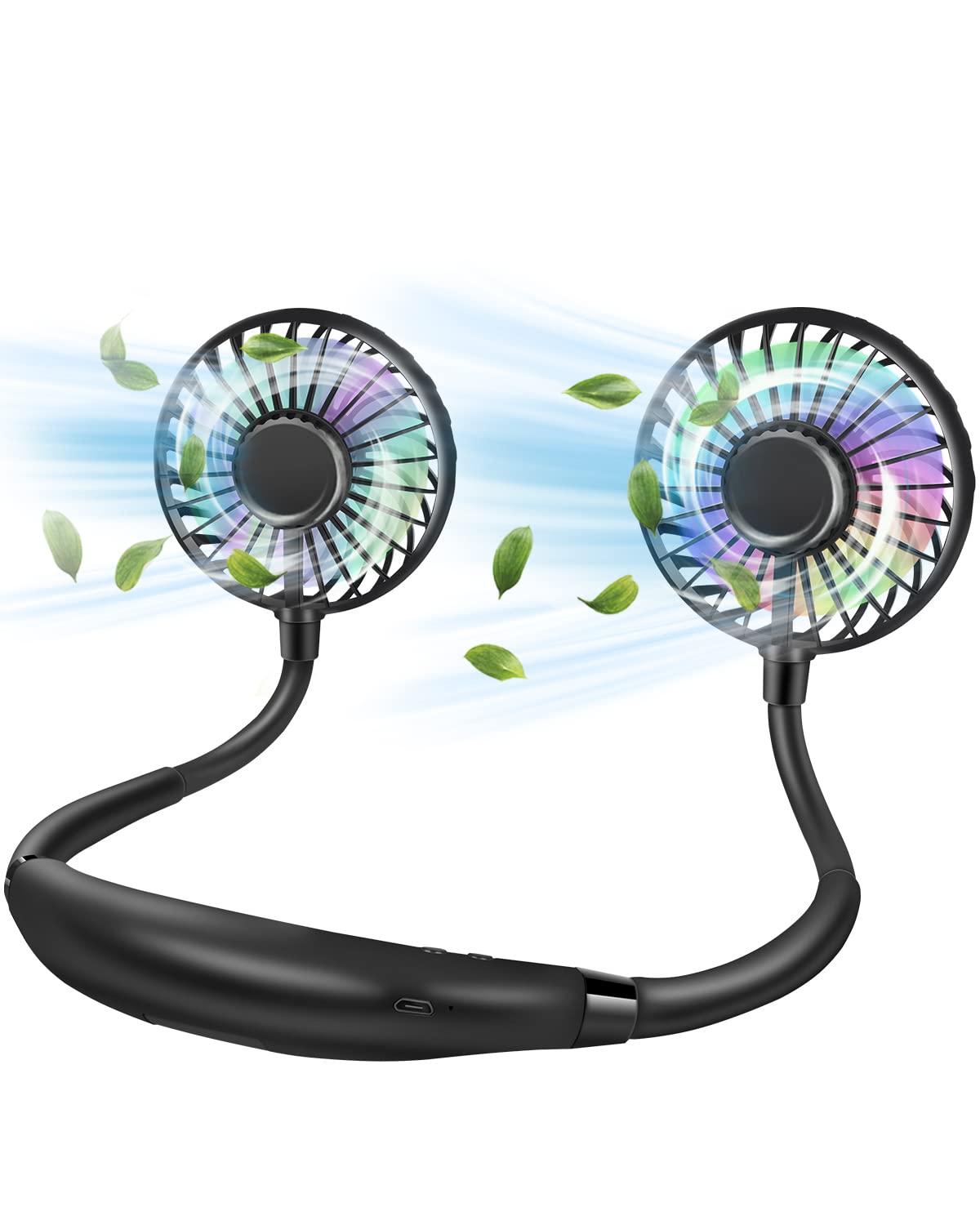 YALTOON Hands-Free Neck Fan - Portable Wearable Fan for Women, Men & Kids - 3 Speed Adjustable Rechargeable Personal Cooling Fan - Perfect for Outdoor, Office, Travel & Summer Activities