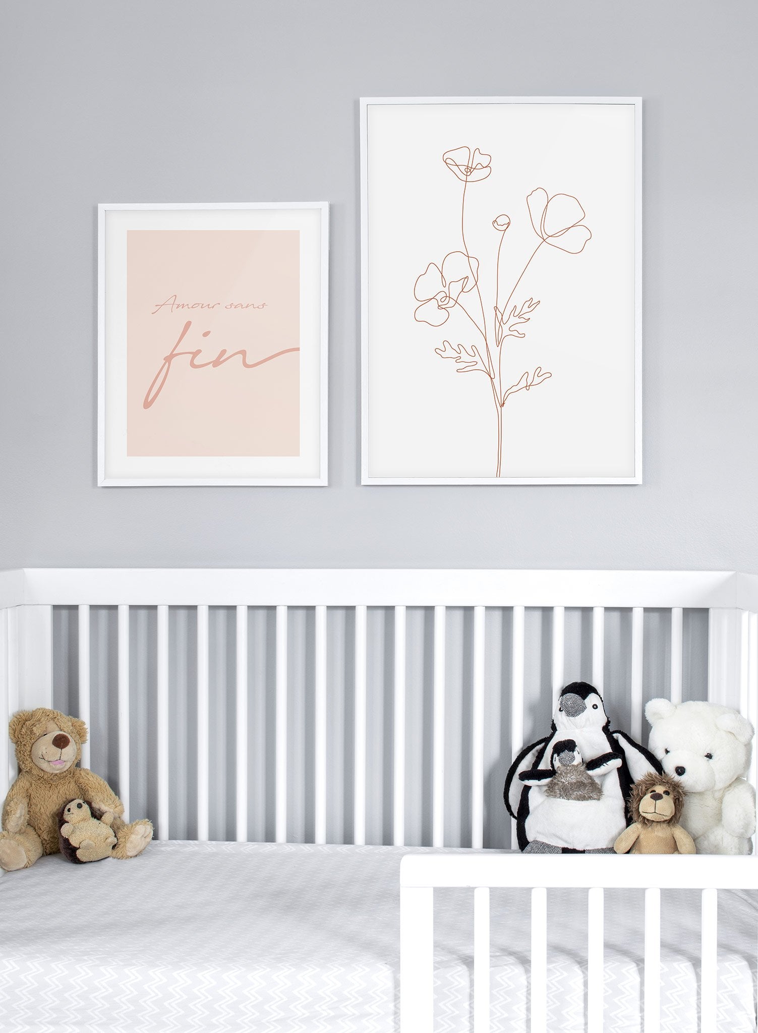 Poppy Sketch with Orange Lines Art Print Poster - Floral Wall Decor for Living Room, Bedroom & Office