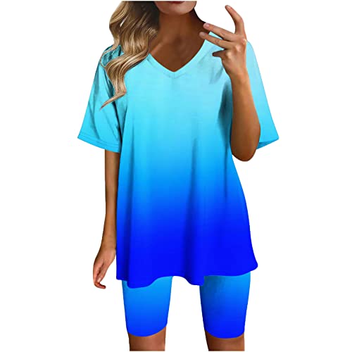 03#sky Blue Shorts Sets Women 2 Piece Outfits