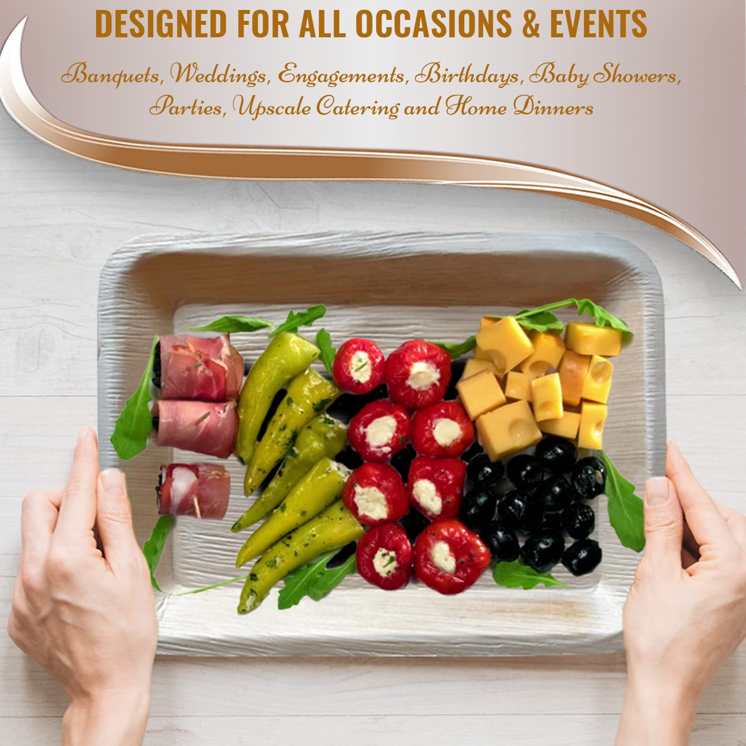 Eco-Friendly Disposable Palm Leaf Plates - 100% Biodegradable & Compostable Dinnerware for Parties, Picnics, Weddings & Events - 6
