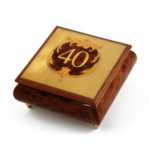 Handmade 40th Anniversary or Birthday Musical Jewelry Box with Ornament Frame - Multiple Song Options (Beauty and The Beast Included) - Perfect Gift for Women, Wives, Moms - Great for Jewelry Storage, Keepsake Display & Special Occasions
