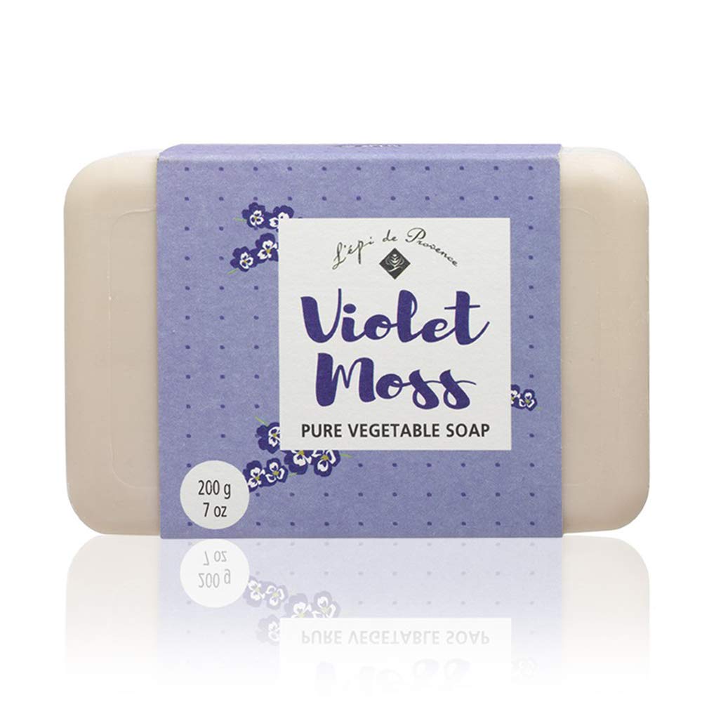 L'Epi de Provence Triple Milled Violet Moss Shea Butter Soap 200g - French Vegetable Soap for Dry Skin & Luxury Bath - Perfect for Spa, Gift & Home Use