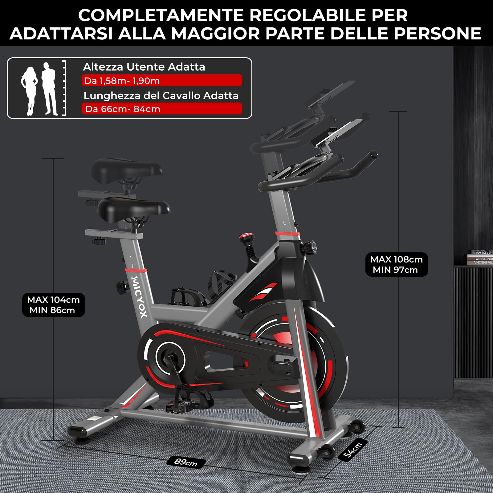 Micyox TH-X3 Magnetic Exercise Bike for Home - Adjustable Resistance, Multifunction Monitor, Phone Holder - Professional Cardio Training Equipment for Indoor Cycling & Fitness Workouts