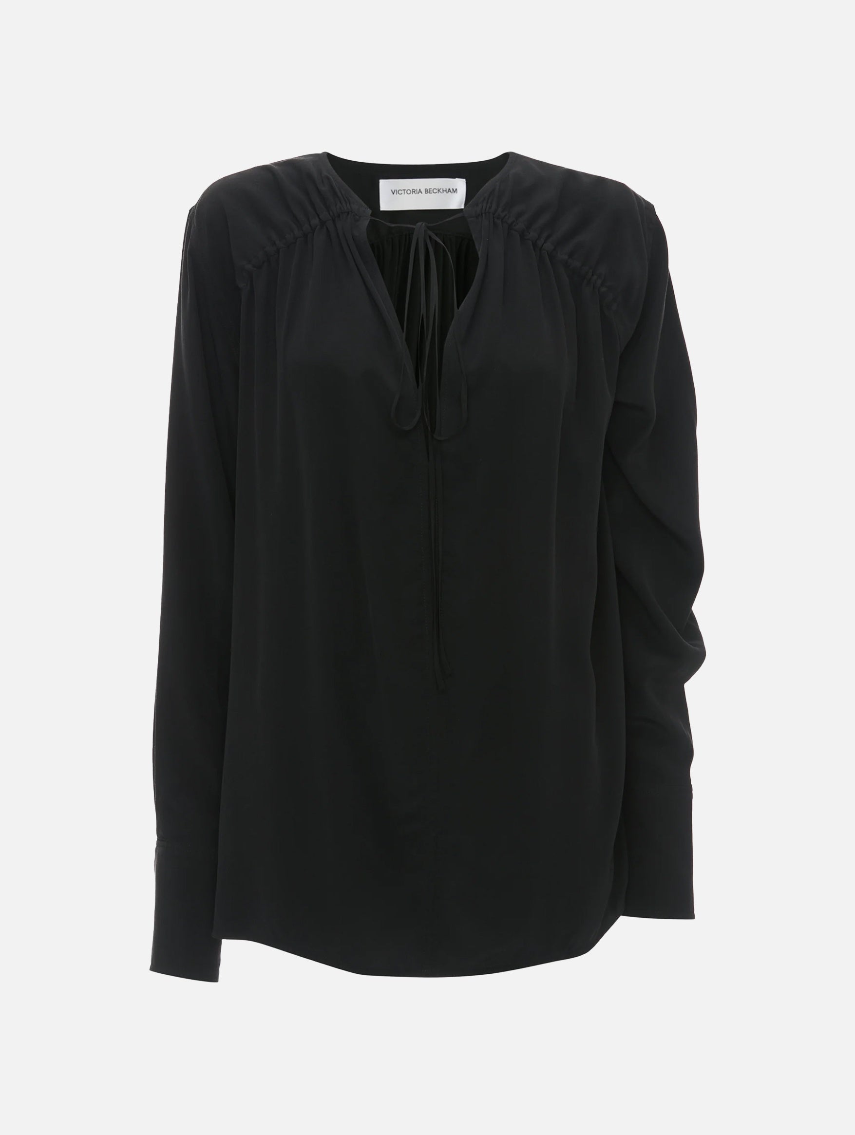 Elegant Black Tie Blouse for Women - Chic Office Wear & Evening Outfits | Gather Detail Formal Top