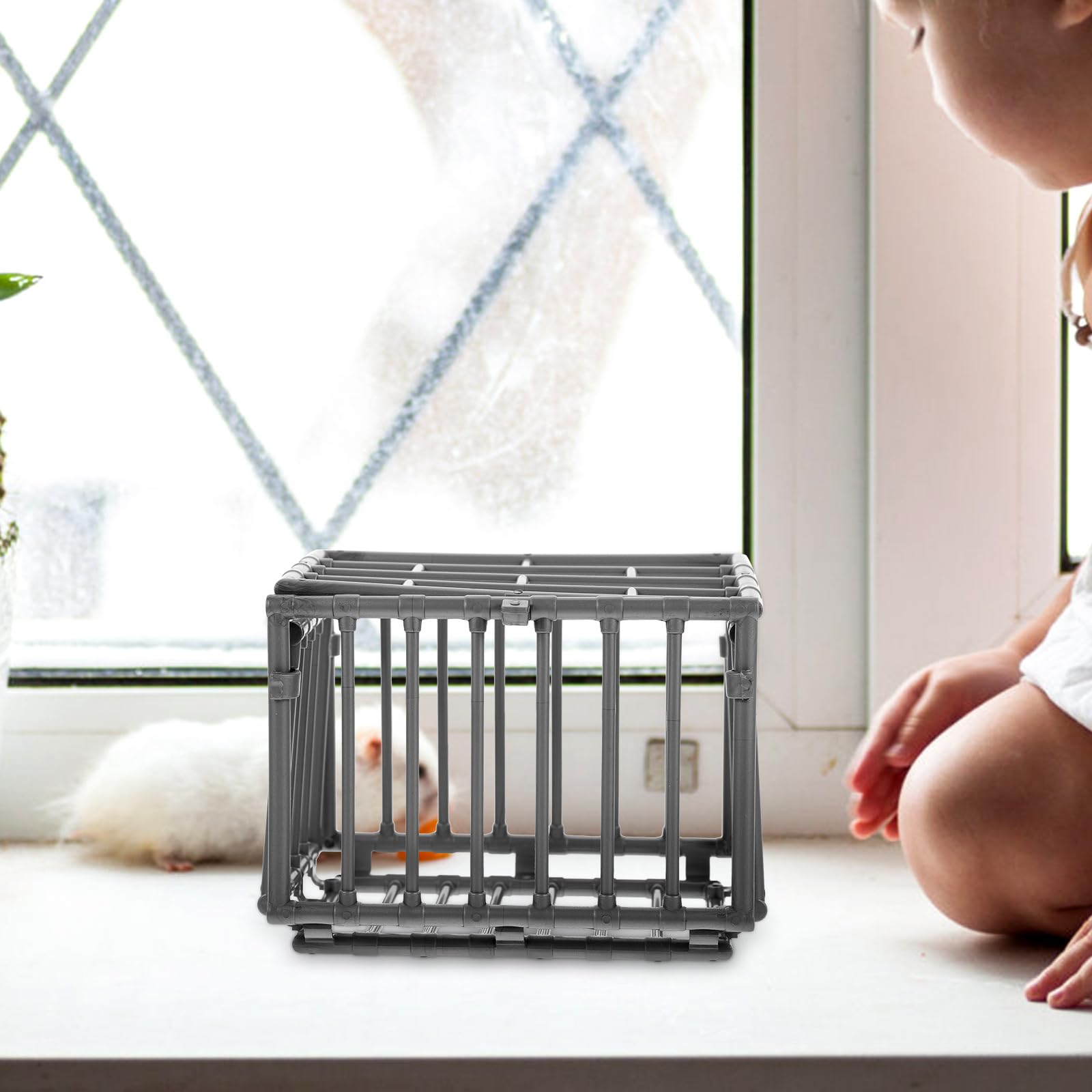 2Pcs Mini Animal Cage Model Toy - Small Pet Cage Accessories for Hamsters, Birds, Reptiles - Perfect for Dollhouse, Diorama, and Miniature Scenes Decoration
