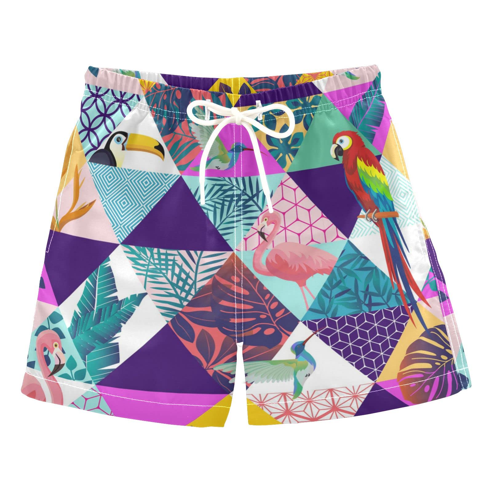 **Boys' Bird Print Swim Trunks - Quick Dry Board Shorts for Beach, Surf & Swimming - Hawaii Vacation Essentials for Kids**    *(Perfect for beach trips, pool parties, summer vacations, and water sports!)*