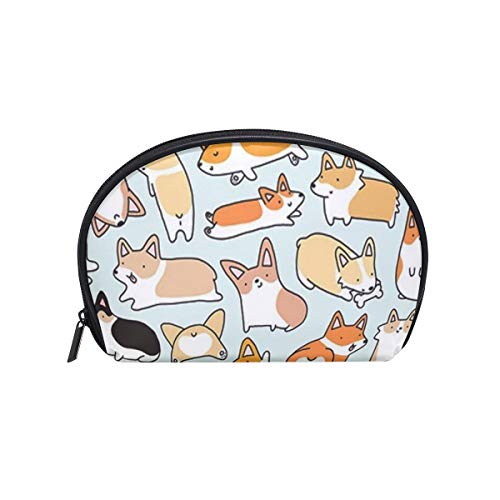 Corgi Dog Print Sea Shell-Shaped Makeup Bag - Waterproof Cosmetic Pouch for Women | Travel Toiletry Organizer | Perfect for Beach Trips, Gym & Daily Use