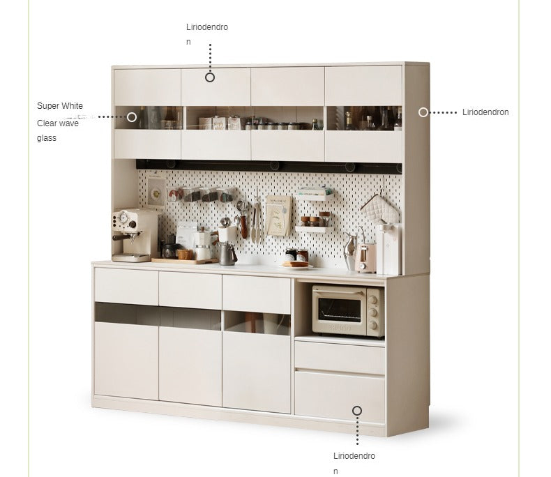 Solid Poplar Wood Wall-Mounted Cream Style Dining Sideboard - Perfect for Small Spaces, Kitchens, and Dining Rooms