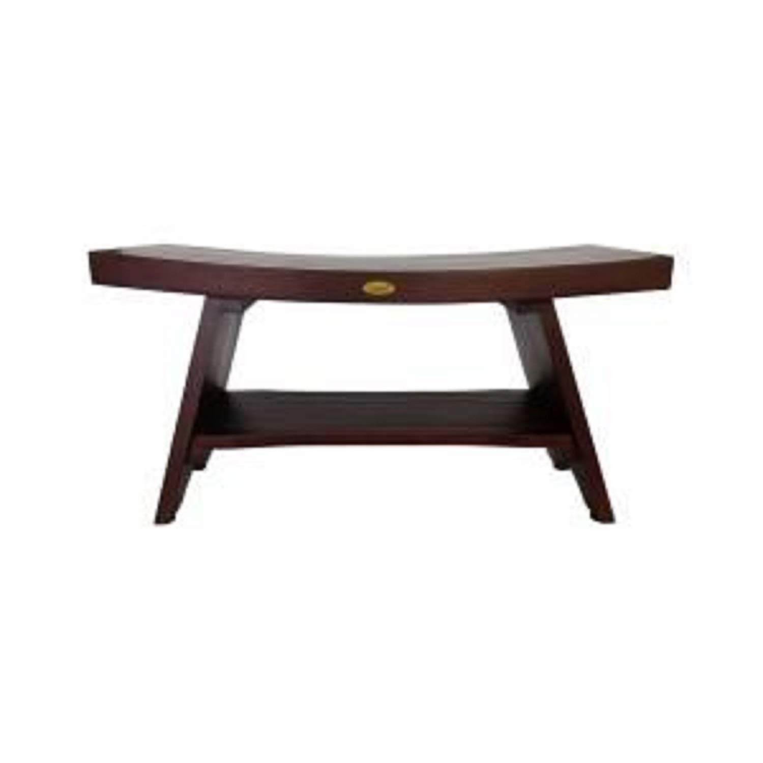 Contemporary Teak Shower Bench with Shelf - Gray Finish Waterproof Bathroom Stool for Spa, Sauna & Shower Seating - Rust-Resistant Bath Seat for Indoor/Outdoor Use