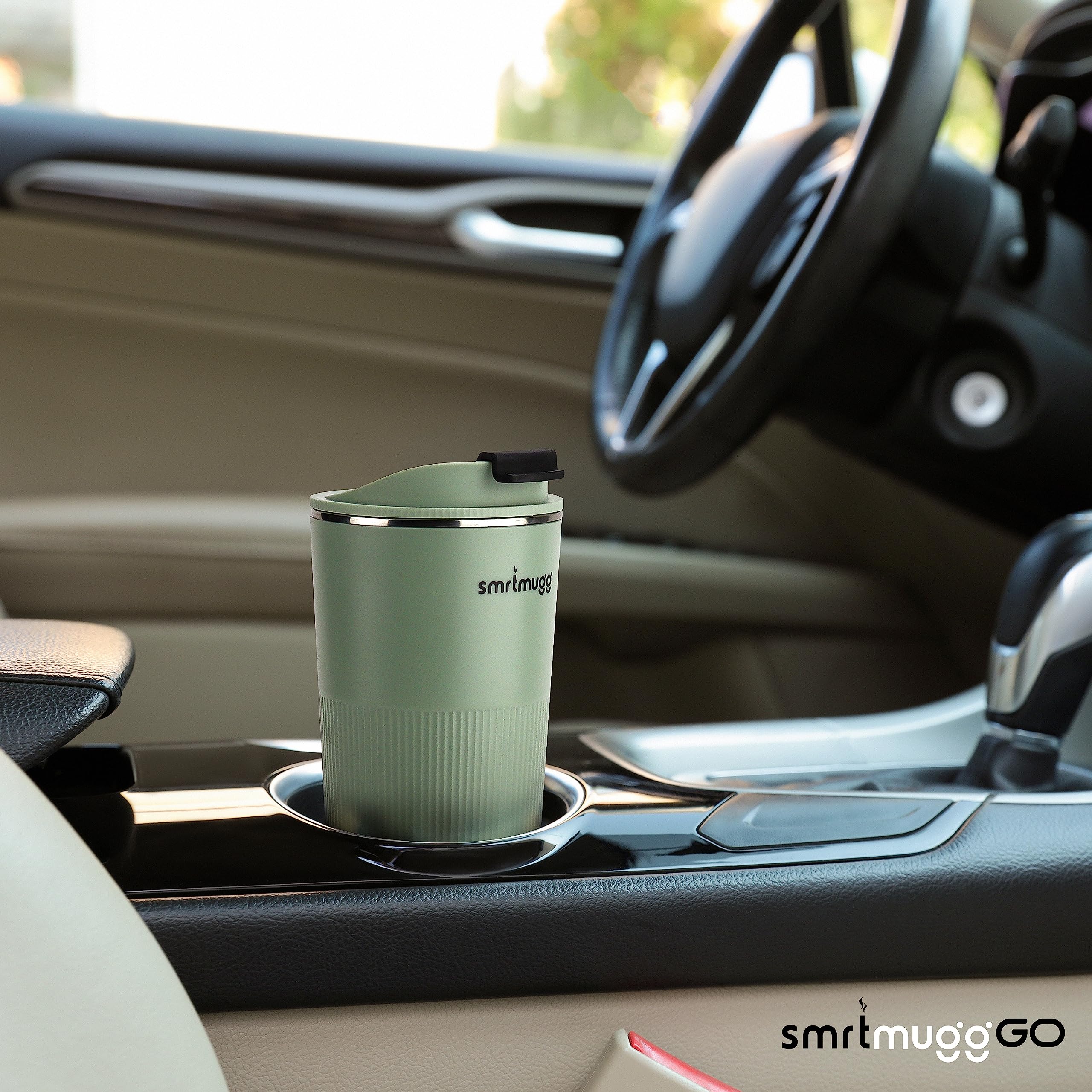 GO Smart Heated Coffee Mug 13.5oz - Battery Powered Travel Mug with Magnetic Charging - Keeps Coffee & Tea Warm for Hours - Perfect for Office, Commute & Outdoor Use (Mint Green)