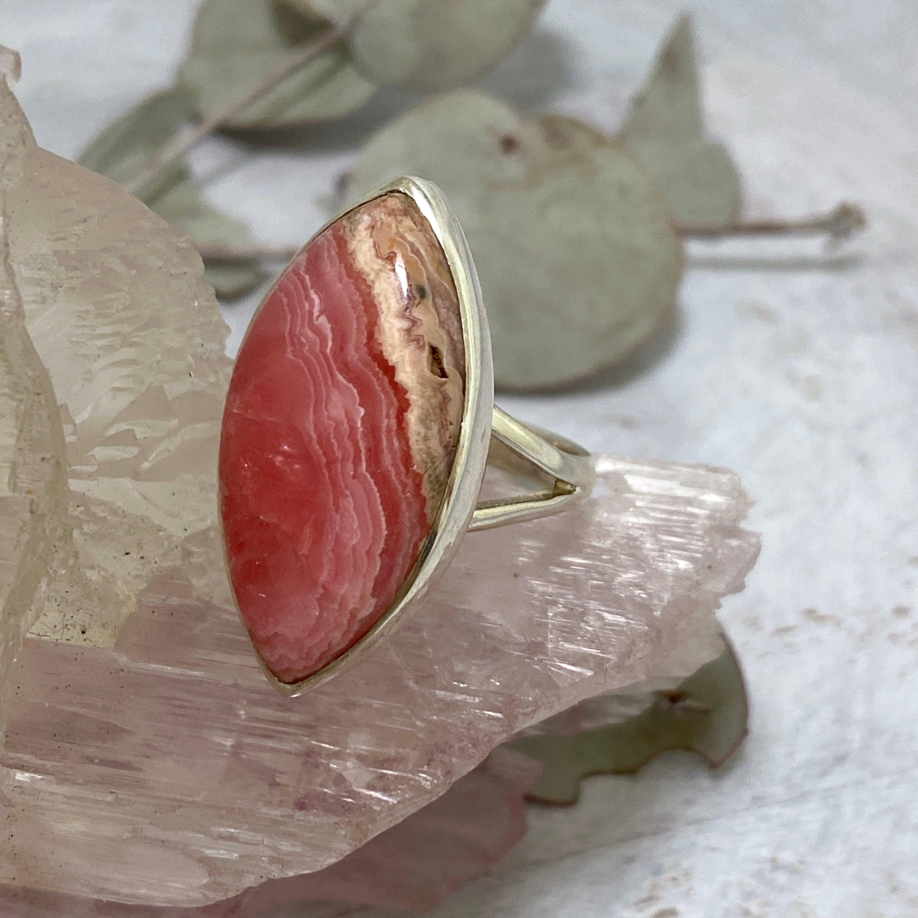 Rhodochrosite Marquise Ring Size 11 - KRGJ2116 | Elegant Gemstone Jewelry for Women, Perfect for Weddings, Parties & Special Occasions
