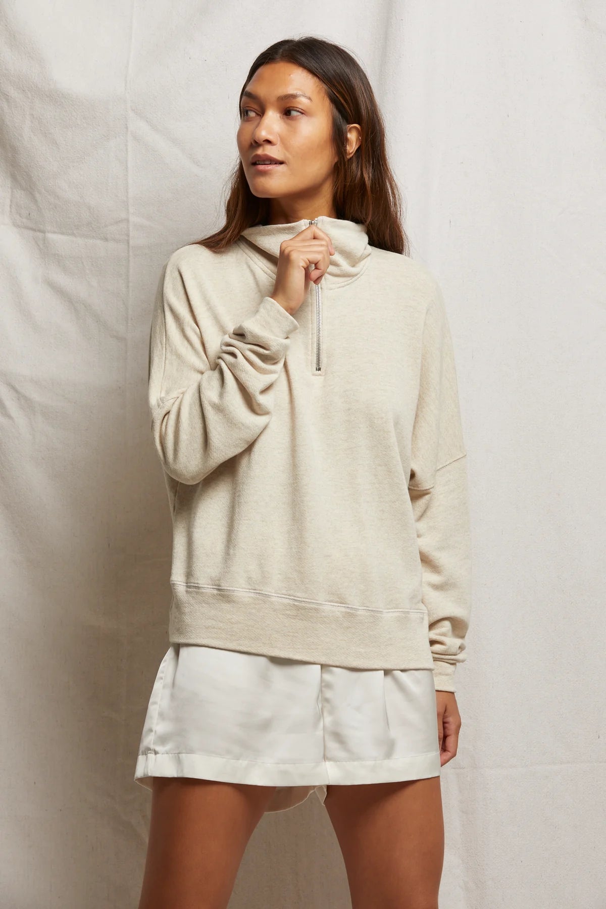 Perfect White T-Shirt for Women - Maren 1/2 Zip Pullover | Casual Wear, Layering & Everyday Outfits