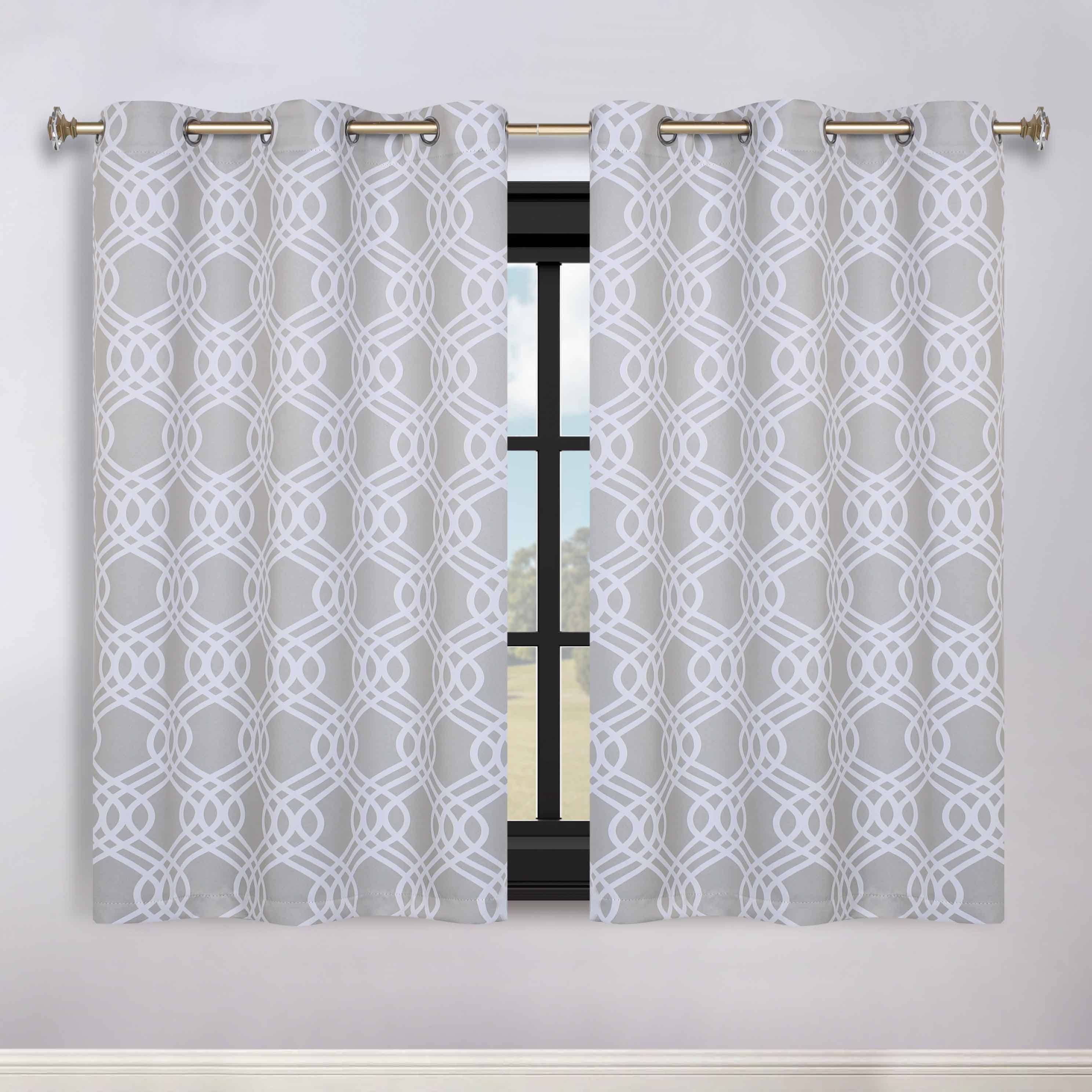 Washable Blackout Curtains with Ribbon Trellis Design - Room Darkening Window Treatment for Bedroom & Living Room - Thermal Insulated Drapes for Better Sleep and Energy Efficiency
