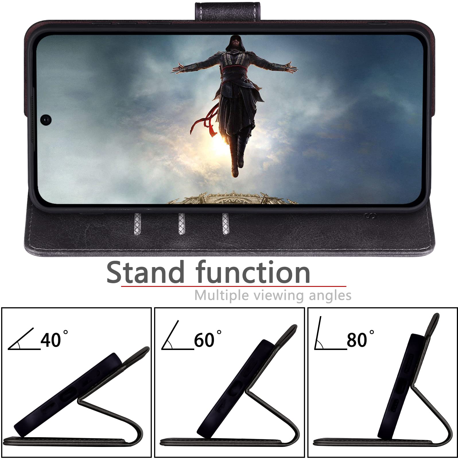 SUANPOT Samsung Galaxy S24 Plus Wallet Case with RFID Blocking & Credit Card Slots - PU Leather Flip Book Protective Cover for S24+ (Black) | Perfect for Work, Travel & Everyday Use