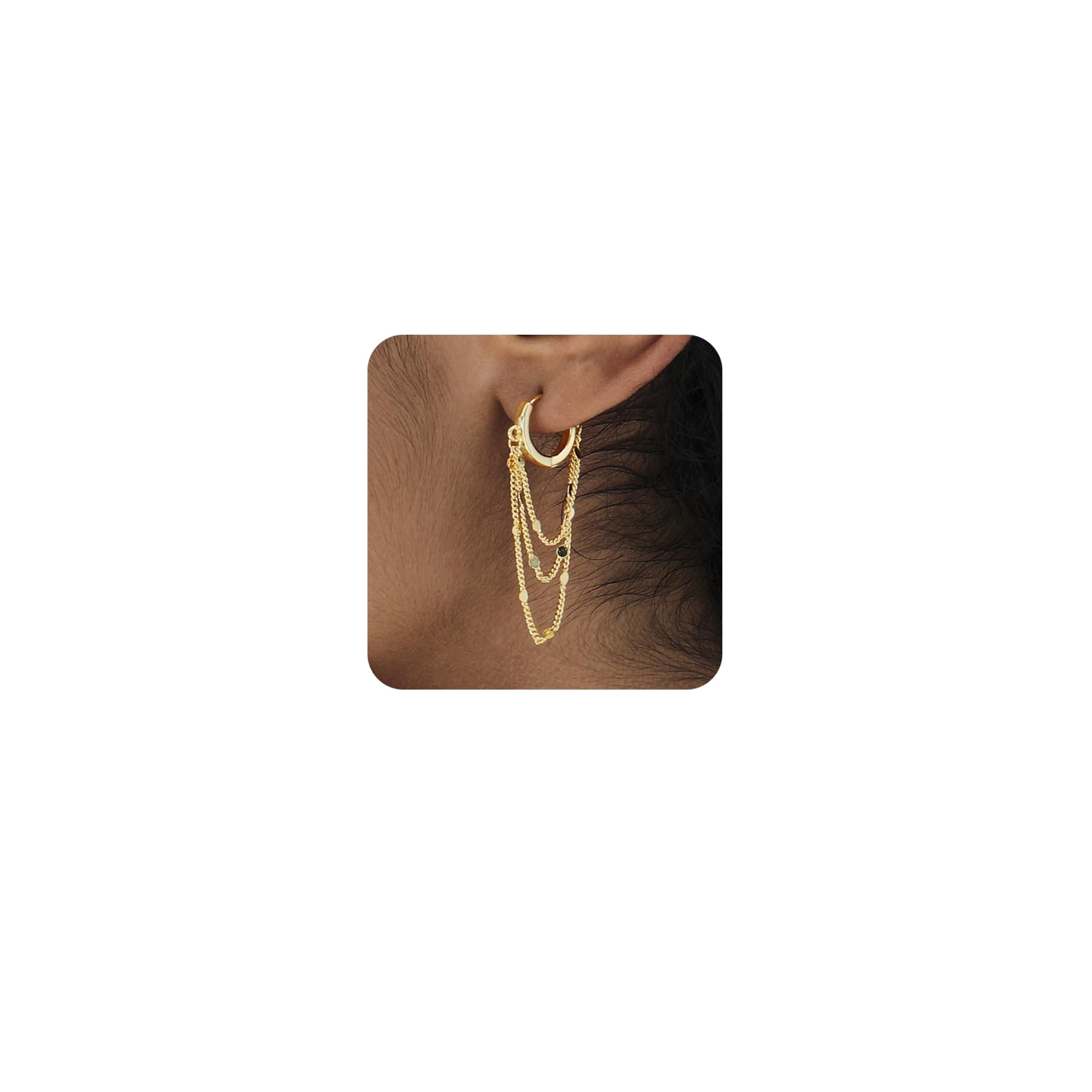 Hypoallergenic Gold Chain Hoop Earrings for Women - Lightweight Huggie Dangle Tassel Earrings - Perfect Gift for Her | Elegant Jewelry for Parties, Weddings & Everyday Wear