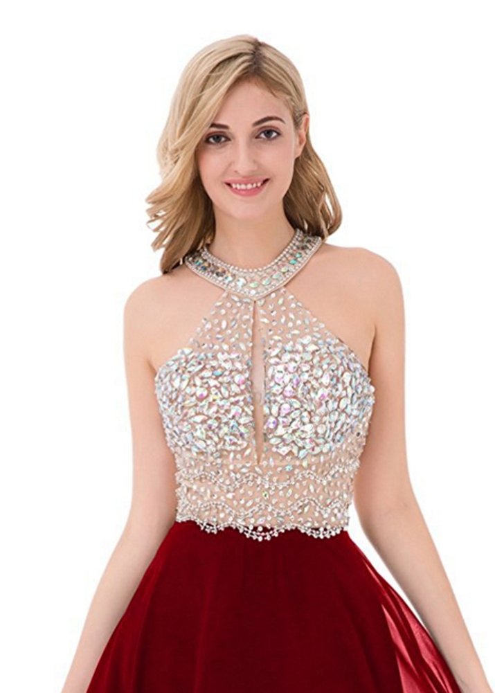 Honeydress Beaded Halter Prom Dress - Long Chiffon Evening Gown for Women - Perfect for Parties & Formal Events