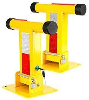 Foldable Parking Barrier with Double Lock - 36.6/37.7/25cm Detachable Parking Bollard for Driveway Security | Ideal for Residential, Commercial & Event Parking Control