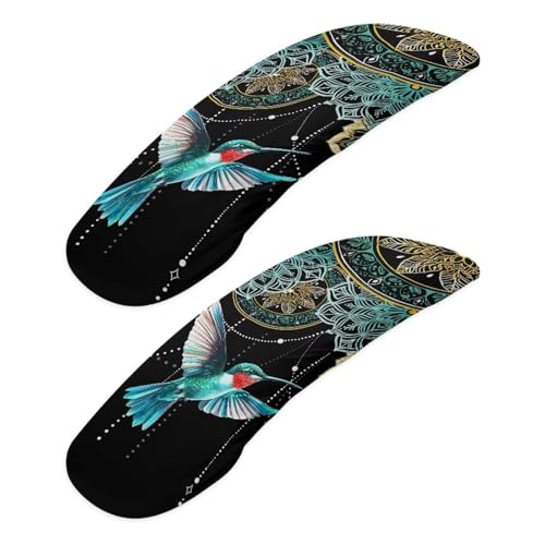 Black and Blue - Hummingbird Boho Pattern