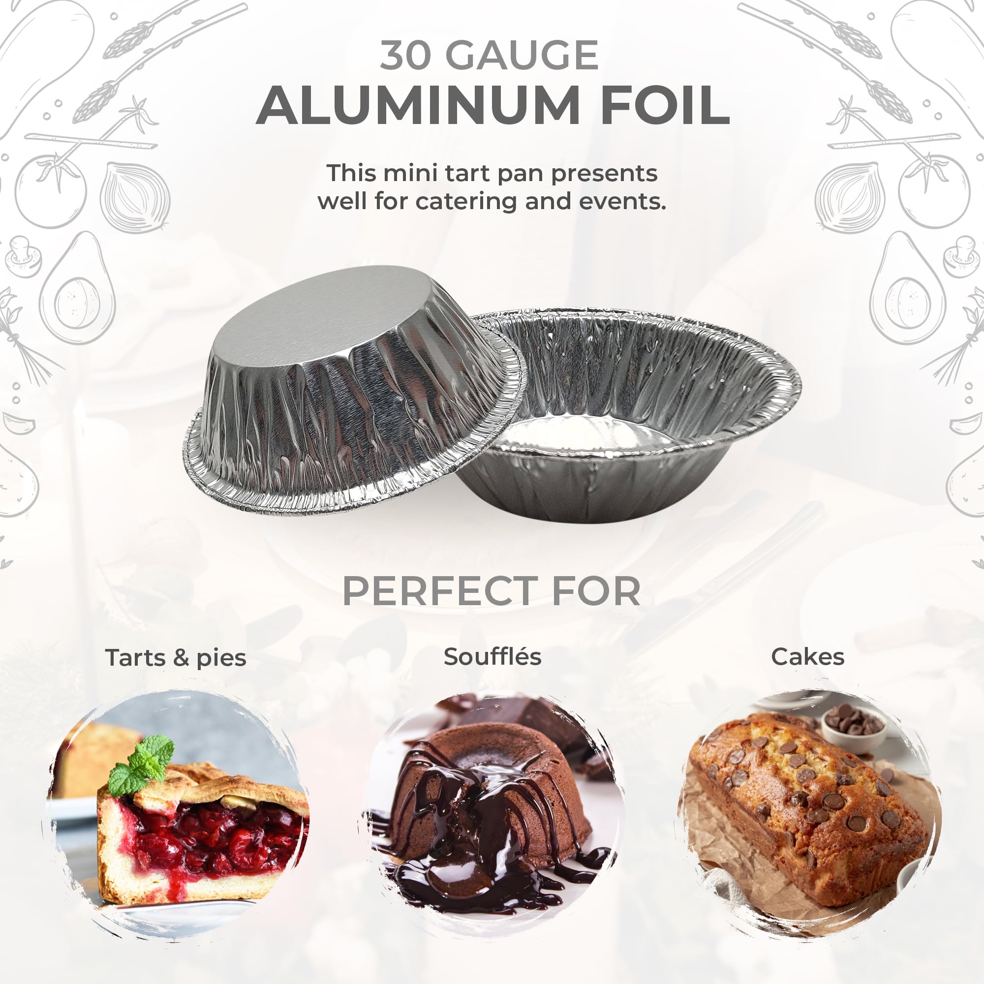 KitchenDance 3-Inch Round Disposable Aluminum Foil Tart Pans - 2000 Count Bulk Pack for Baking Pies, Tarts, Quiches & Desserts - Perfect for Home Baking, Catering, Restaurants & Party Food Prep