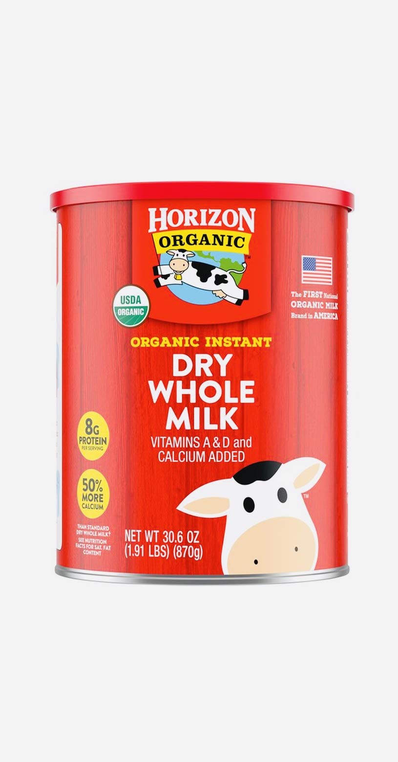 Horizon Organic Instant Dry Whole Milk Powder 30.6 oz | Non-GMO, Vitamin D Fortified | Perfect for Baking, Coffee Creamer & Emergency Food Storage