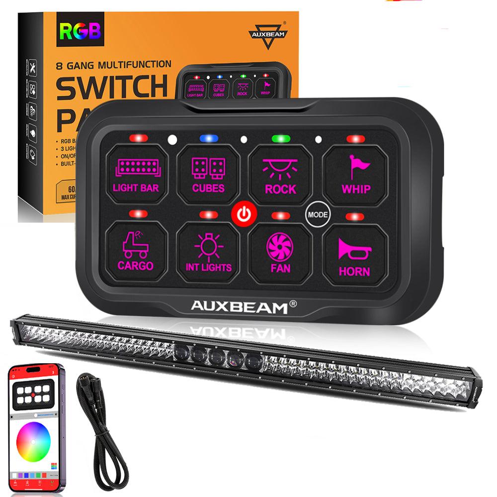 AR 800 RGB Switch Panel with APP Control + 52 Inch 5D PRO LED Light Bar - Toggle, Momentary & Pulsed Modes for Off-Road, Truck & Jeep Customization