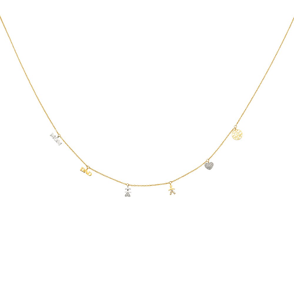 14K Gold Chain Necklace - Two Tone Real Gold Dangling Necklace for Women & Men | Spring Ring Clasp Unisex Choker | Valentine's Day, Birthday & Christmas Gift | Perfect for Date Nights, Parties & Special Occasions
