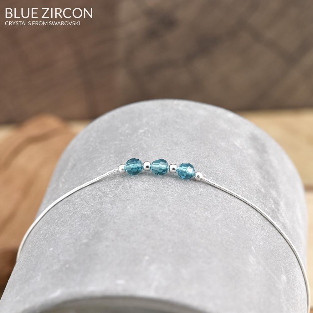 Blue Zircon Silver Bracelet with Swarovski Crystals - Elegant Jewelry for Women, Perfect for Weddings, Parties & Special Occasions