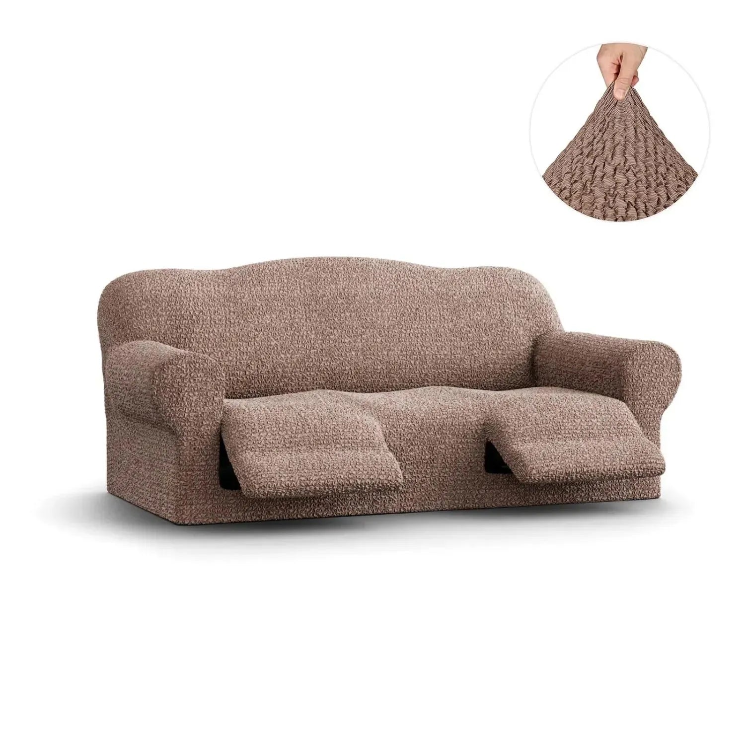3 Seater Recliner Slipcover - Mille Righe Collection | Stretchable Sofa Cover for Living Room, Family Room & Home Theater | Easy Wash & Anti-Slip Design