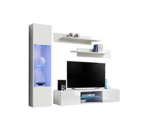 Modern Wall-Mounted TV Stand Entertainment Center with Storage Shelves & LED Lights - Fly G3 33