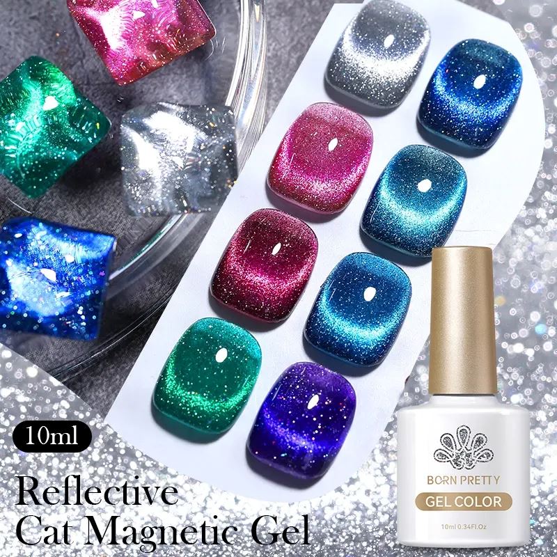 Born Pretty Reflective Sparkle Glitter Cat Eye Magnetic Gel Polish - Long Lasting Nail Art for Parties, Weddings & Special Occasions