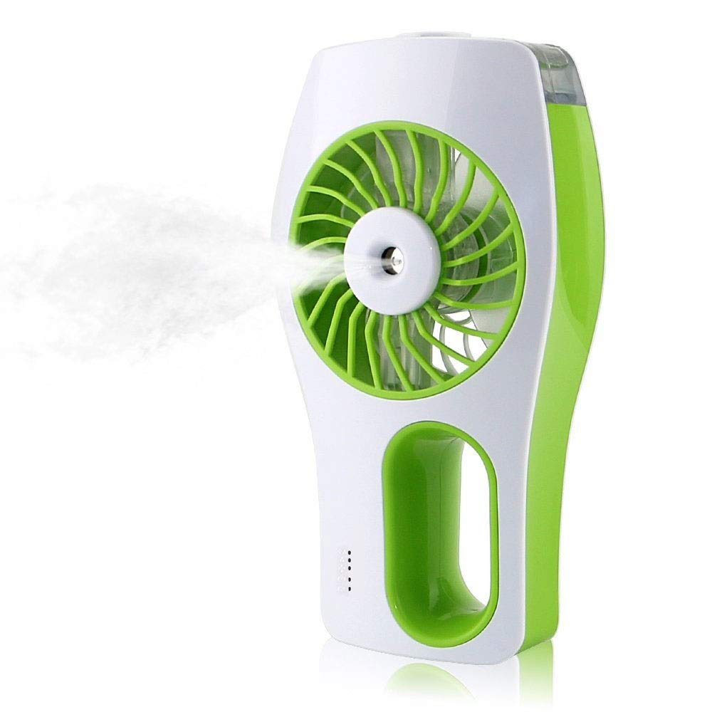 TONGSH Mini Handheld USB Misting Fan - Rechargeable Portable Cooling Fan with Humidifier, Personal Air Cooler for Home, Office, Travel, Outdoor Activities (Green) | Perfect for Summer, Camping, Beach & Hot Weather Use