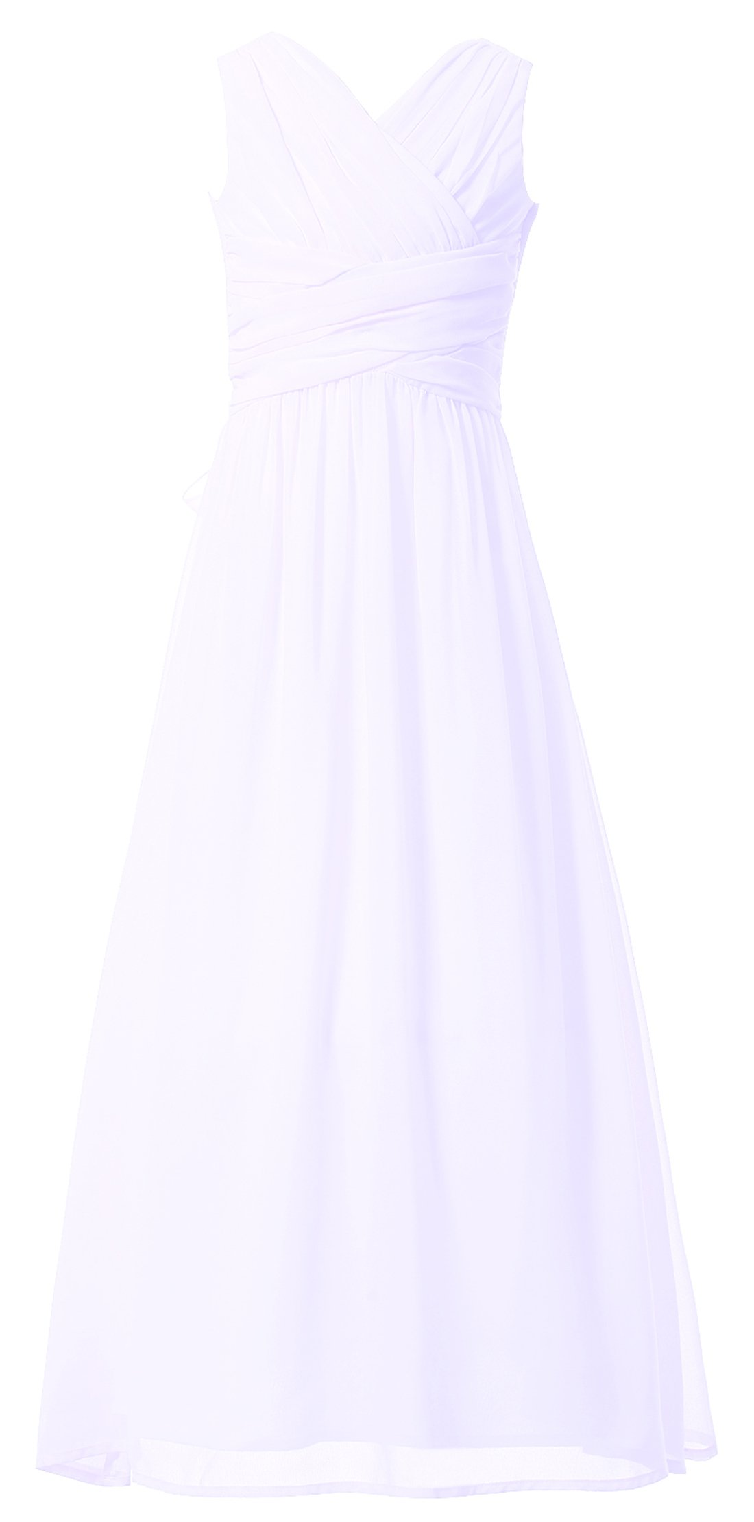 Elegant White Long Flower Girl Dress for Weddings & Bridesmaids | Junior Party Gown Size 14 | Perfect for Bridal Showers, Formal Events & Special Occasions