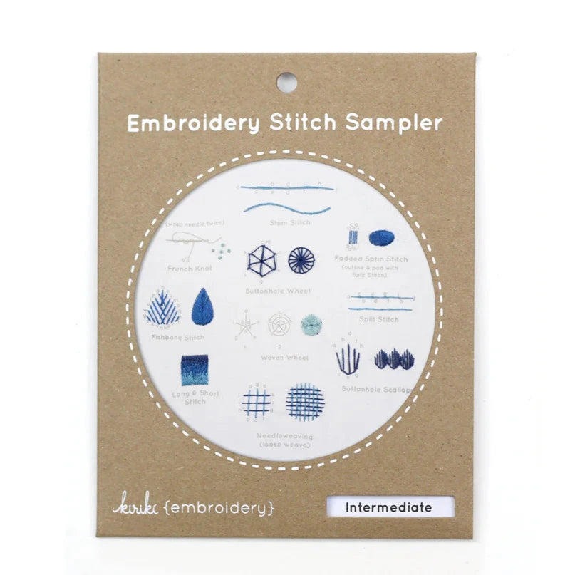 Intermediate Embroidery Stitch Sampler Kit - Learn 25 Essential Hand Embroidery Techniques for Beginners to Advanced - Perfect for DIY Projects, Home Decor & Gift Making