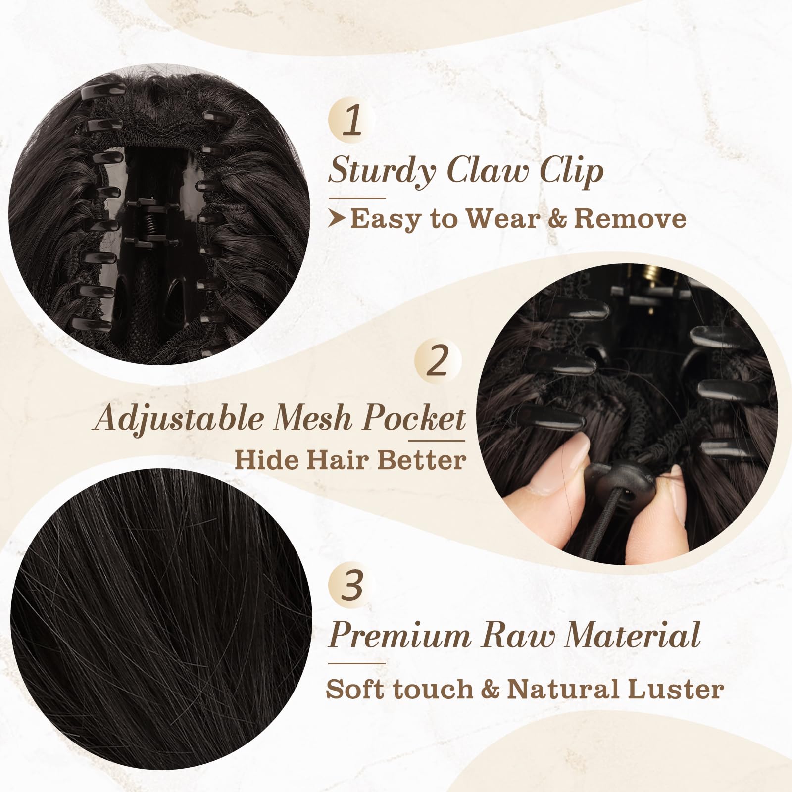 8 Inch Claw Clip Hair Bun Extension for Straight Hair - Perfect for Updos, Ponytails & Everyday Hairstyles