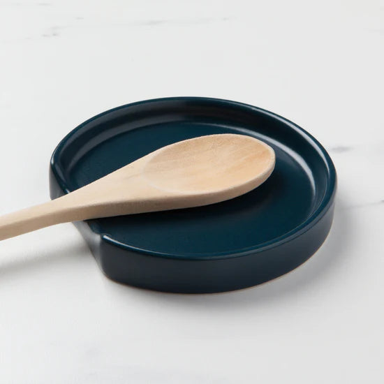 Now Designs Matte Stoneware Spoon Rest - Ink Blue | Durable Ceramic Utensil Holder for Cooking, Serving & Kitchen Decor | Perfect for Stovetop, Countertop & Dining Table Use