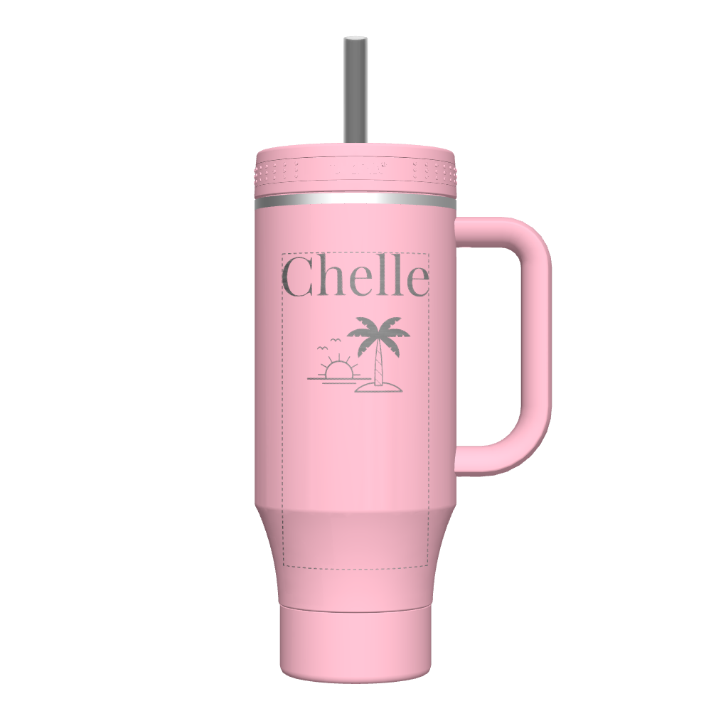 40 oz Insulated Tumbler with Handle - Customizable Blush Pink Stainless Steel Travel Mug for Coffee, Tea & Cold Drinks - Perfect for Office, Gym, Hiking & Outdoor Activities